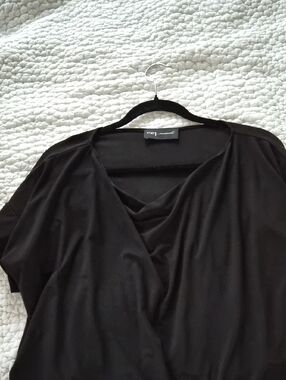 Meg Black Draped V-Neck Blouse